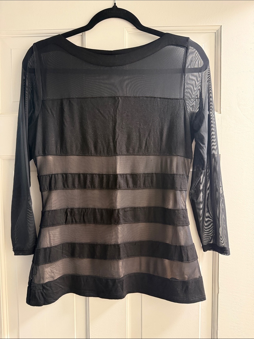 Sheer Stripe Black Women’s Top